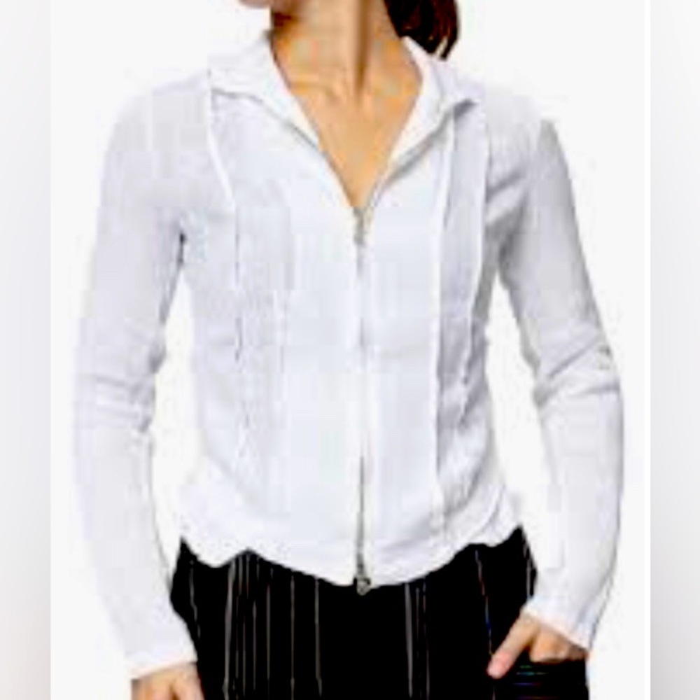 Inizio Italian Linen Fitted Lightweight Jacket Medium White Lagenlook Artsy